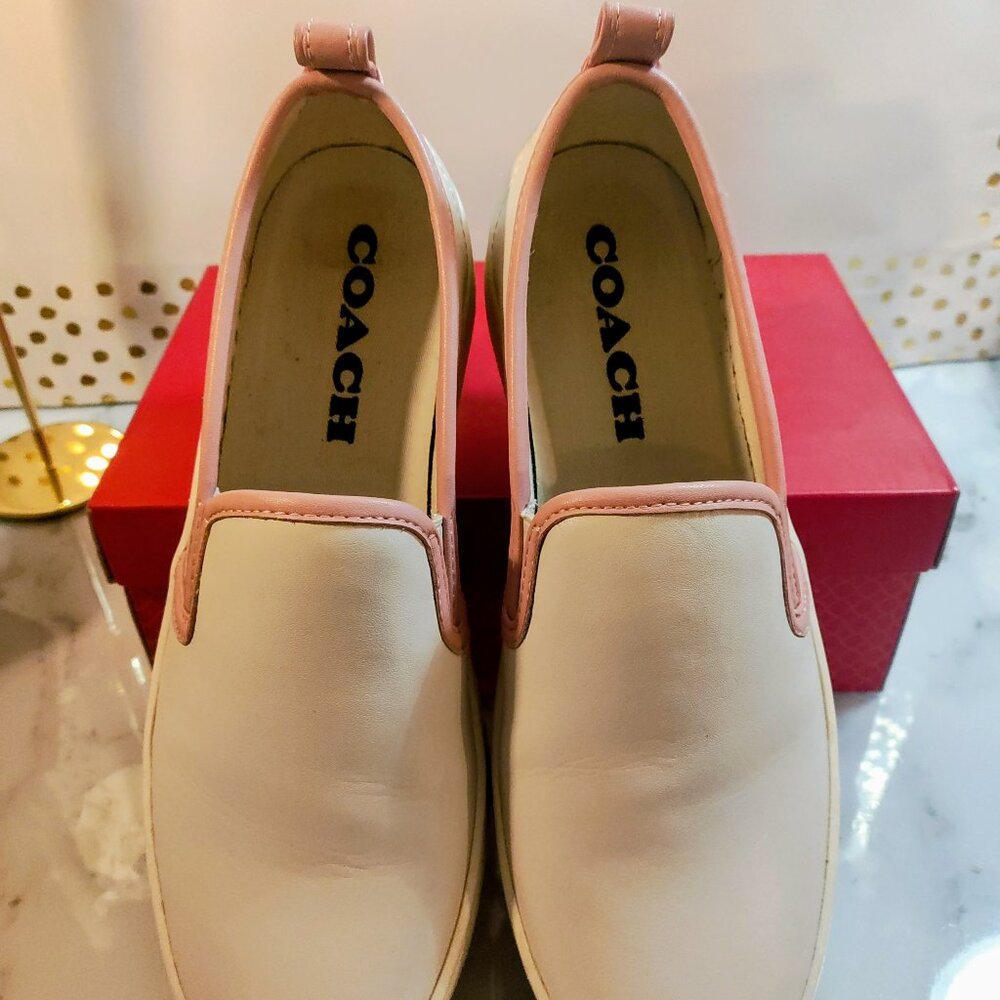 COACH C115 SLIP-ON SNEAKER LOAFER/ CREAM/ PETAL - Women's Size 10 - Picture 2 of 7